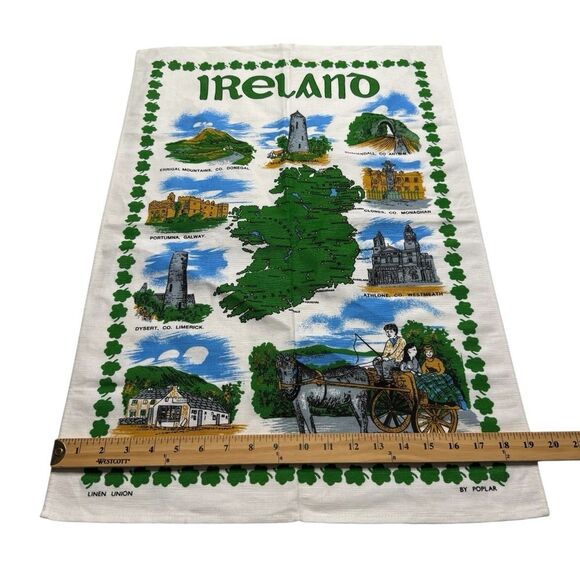 Vintage Poplar Irish Linen Cotton Tea Towel Scenes of Ireland - Picture 5 of 8